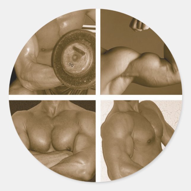 Sticker Rond Muscle Flex : www.AriesArtist.com (Devant)
