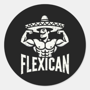 Sticker Rond Muscle Flexique Mexicain Funny