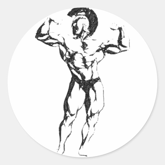 Sticker Rond Muscle spartiate (Devant)