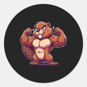 Sticker Rond Muscles Flexants de castor Ventilateur Bodybuildin