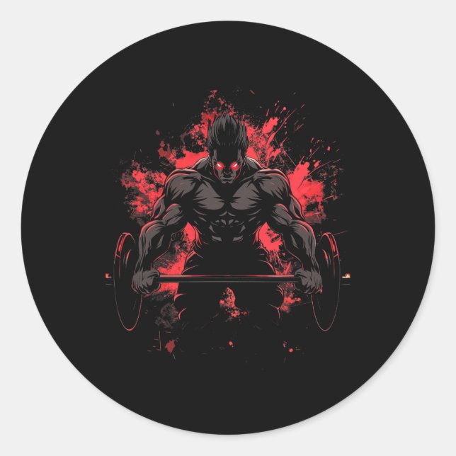 Sticker Rond Musculation Entraînement Force de levage Anime Hom (Devant)