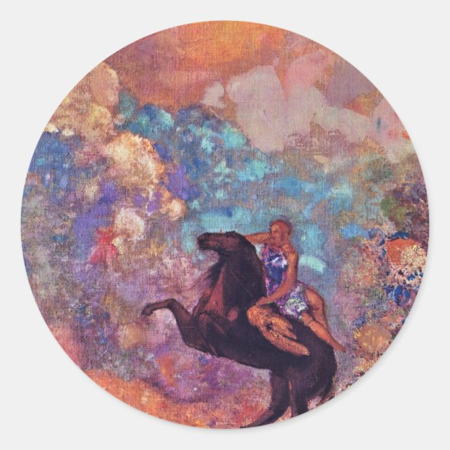 Sticker Rond Muse Sur Pegasus Par Redon Odilon (Best Quality) (Devant)