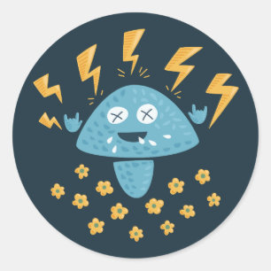 Sticker Rond Mushroom en métal lourd Musique amusante