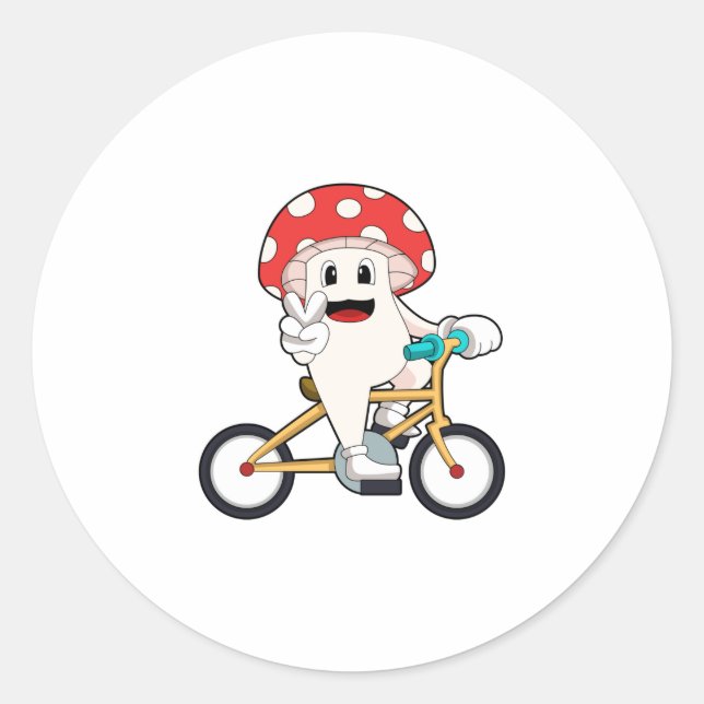 Sticker Rond Mushroom with Bicycle.PNG (Devant)