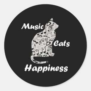 Sticker Rond Music Cats Happiness - Citation de l'amant musicie