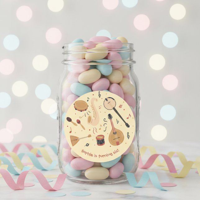 Sticker Rond Music instruments kids birthday (Créateur téléchargé)