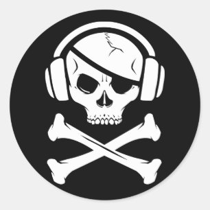 Sticker Rond Music Pirate Piracy anti riaa logo