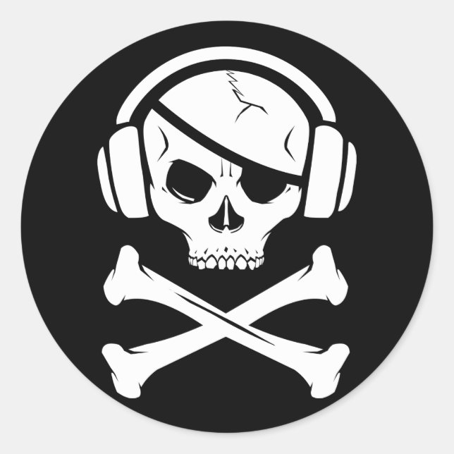 Sticker Rond Music Pirate Piracy anti riaa logo (Devant)