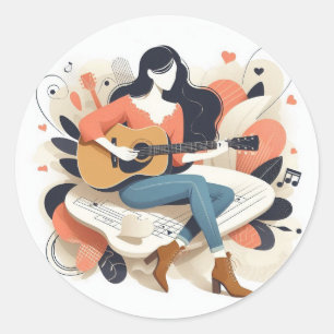 Sticker Rond Musical à la mode