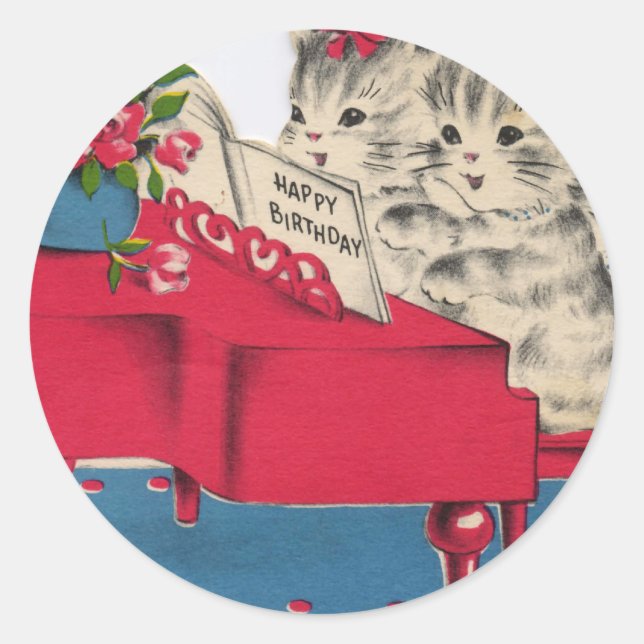 Sticker Rond Musical Anniversaire Kittens (Devant)