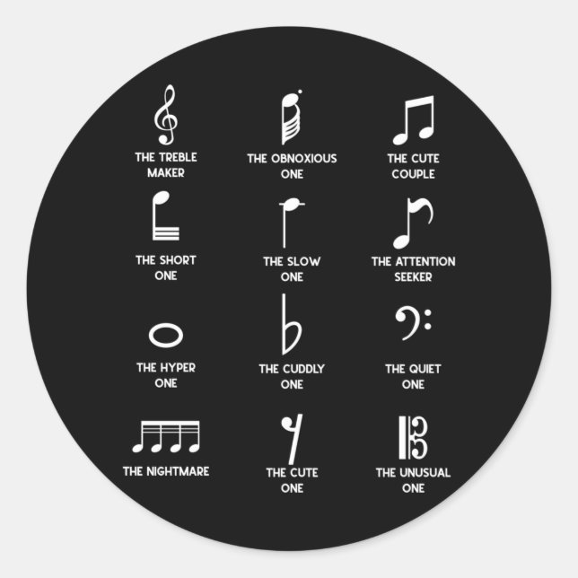 Sticker Rond Musical Notes Symbol Definition Humor (Devant)