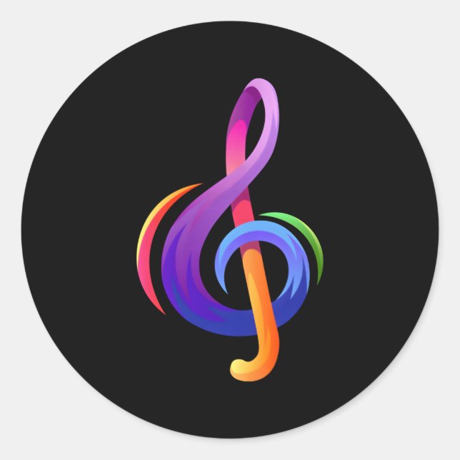 Sticker Rond Musical Treble Clef Notes musicales G Clef (Devant)