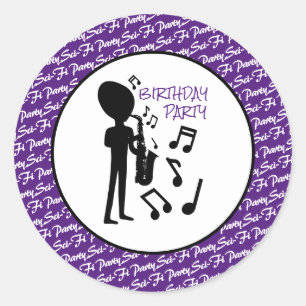 Sticker Rond Musicien Alien, Anniversaire