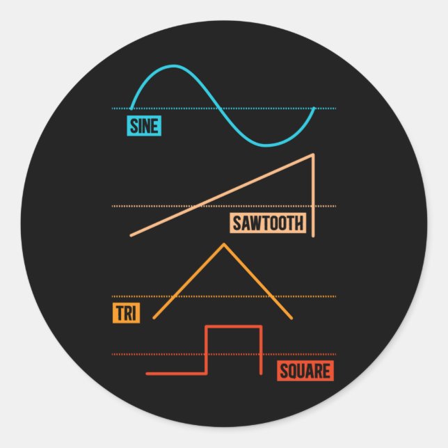 Sticker Rond Musicien analogique Waveform vintage (Devant)