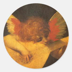 Sticker Rond Musicien Ange jouant du luth par Rosso Fiorentino