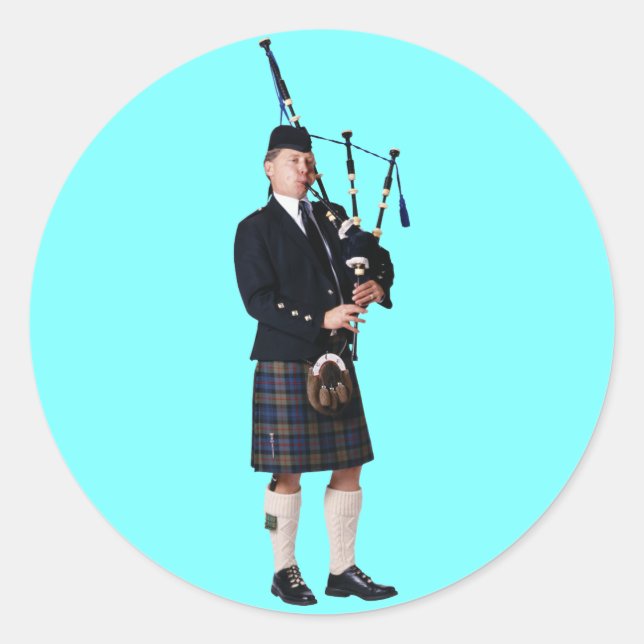 Sticker Rond Musicien Bagpipe (Devant)