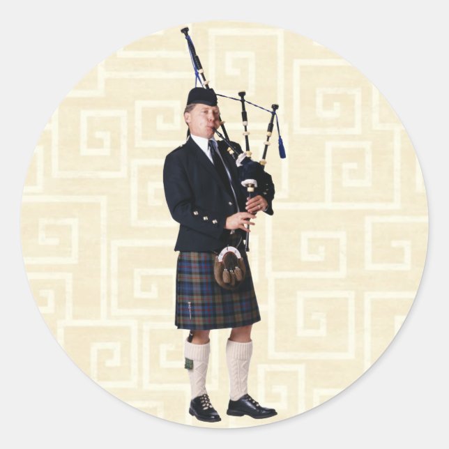 Sticker Rond Musicien Bagpipe (Devant)