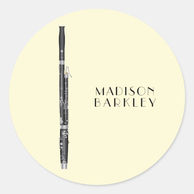Sticker Rond Musicien de basson professeur de musique Woodwind (Devant)