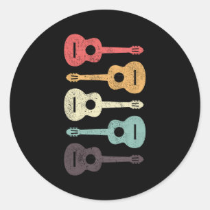 Sticker Rond Musicien de guitare acoustique Baid Retro