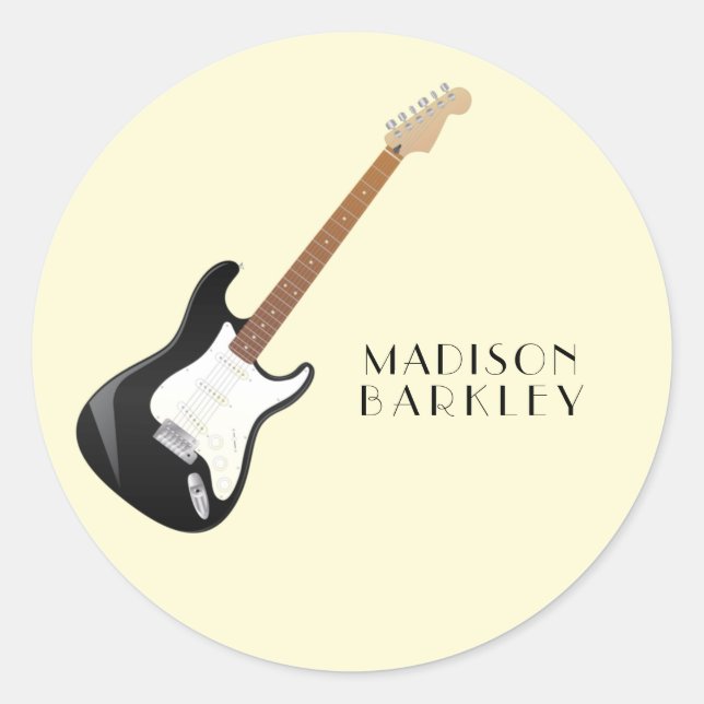 Sticker Rond Musicien de guitare électrique professeur de musiq (Devant)
