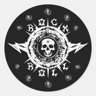 Sticker Rond Musicien Guitariste Étui Instrument Groupe de Rock