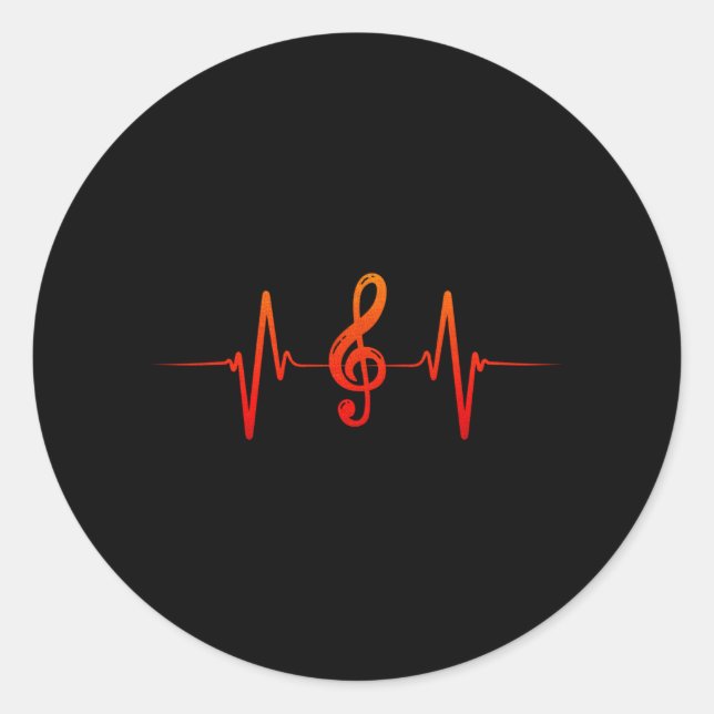 Sticker Rond Musicien Heartbeat Clef (Devant)