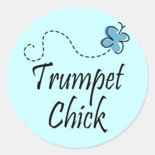 Sticker Rond Musique Chick Trumpet