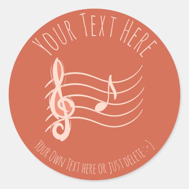 Sticker Rond Musique. Clé de violon et note A. Modèle-cadeau mu (Devant)