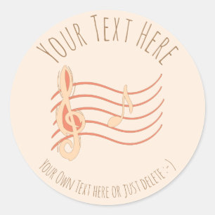 Sticker Rond Musique. Clé de violon et note A. Modèle-cadeau mu