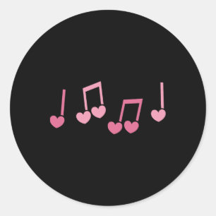 Sticker Rond Musique Cœur Note de Musique Drôle Musicien Enfant