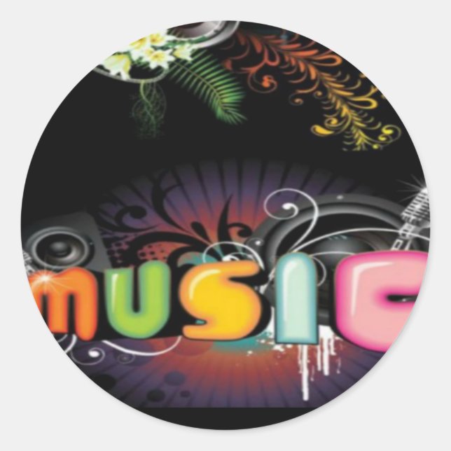 Sticker Rond Musique couleurs (Devant)
