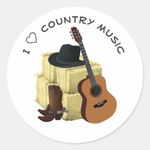 Sticker Rond Musique country