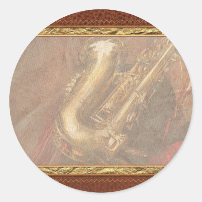 Sticker Rond Musique - Cuivres - Saxophone (Devant)