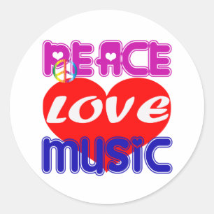 Sticker Rond Musique d'amour de paix