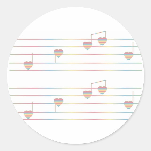 Sticker Rond Musique de l'autocollant de coeur (Devant)