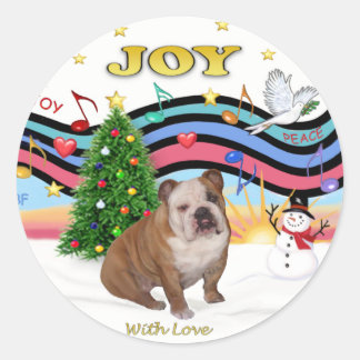 Sticker Rond Musique de Noël (RP) - Bulldog 1 anglais