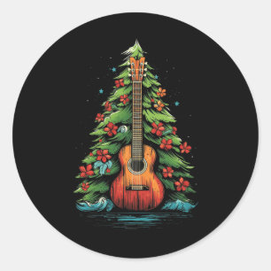 Sticker Rond Musique de Noël Ukulele Tee - shirts graphiques po