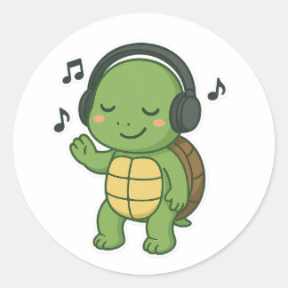 Sticker Rond Musique de tortue