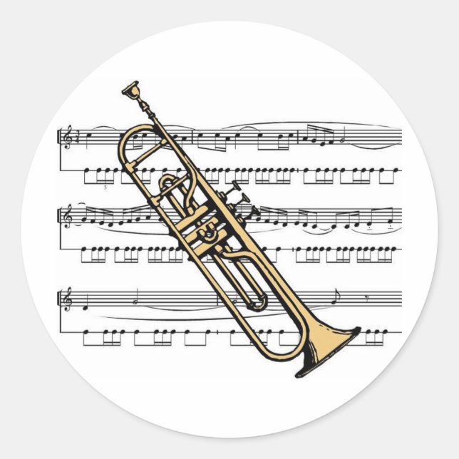 Sticker Rond Musique de trompette 11 B (Devant)