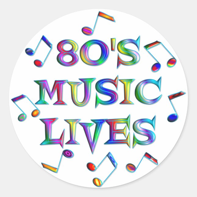 Sticker Rond Musique des années 80 (Devant)