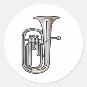 Sticker Rond musique d'instrument en laiton euphonique réaliste