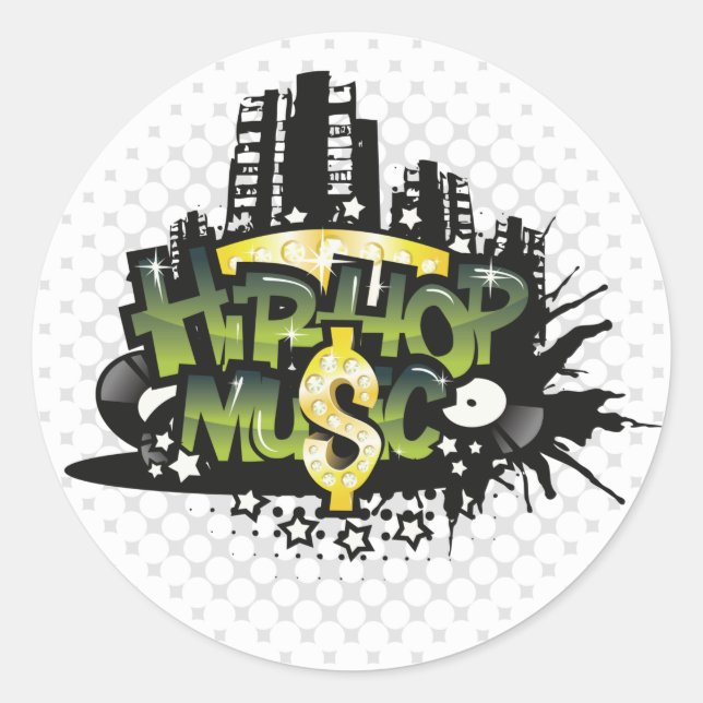 Sticker Rond Musique hip-hop | Cadeaux mignons (Devant)
