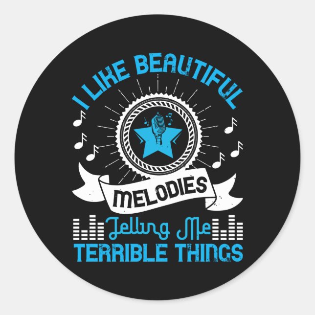Sticker Rond Musique - J'Aime De Belles Mélodies (Devant)