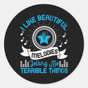 Sticker Rond Musique - J'Aime De Belles Mélodies