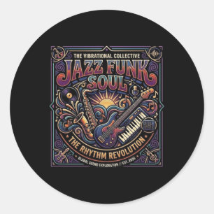 Sticker Rond Musique Jazz Funk Soul Ambiance Rétro Révolution R