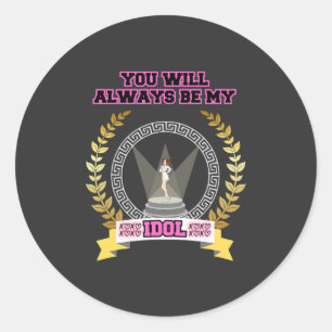 Sticker Rond Musique KPop de la scène de chant d'idole féminin