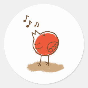 Sticker Rond Musique Messy Little Red Bird