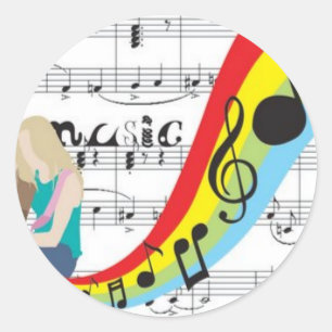 Sticker Rond Musique notes couleurs