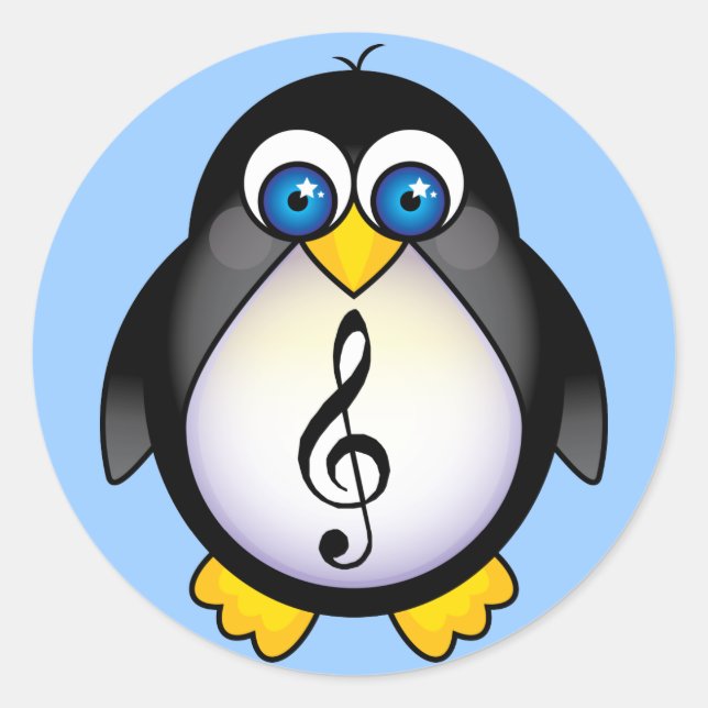 Sticker Rond Musique Penguin Treble Clef (Devant)