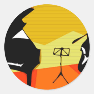 Sticker Rond Musique piano violon